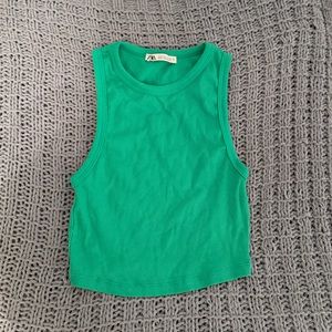 Green Zara Cropped Tank